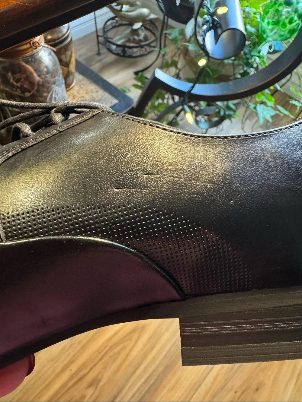 Steve Madden Black Leather Square-Toe Derby Shoes